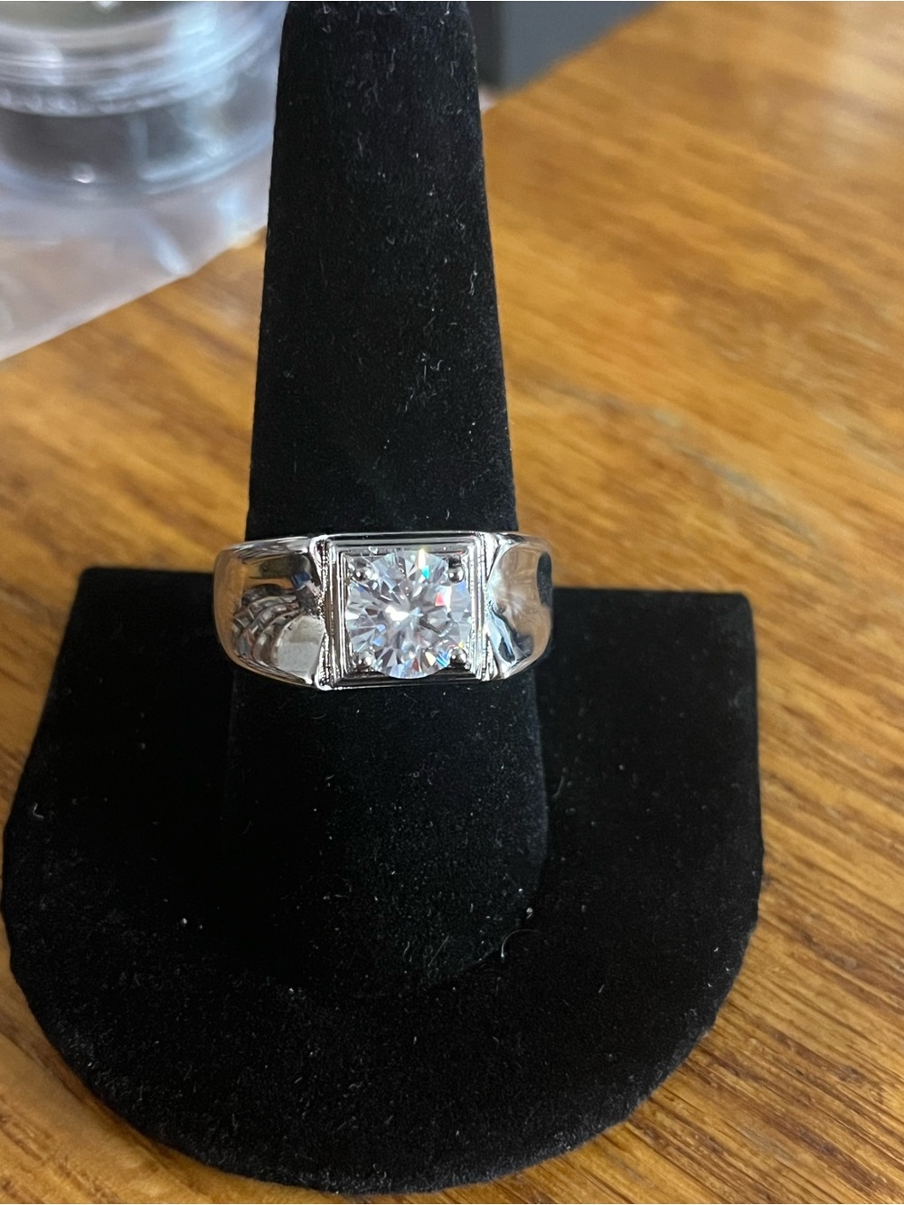 Men’s 2 CT D Color Moissanite Solitaire Signet Ring Size 10